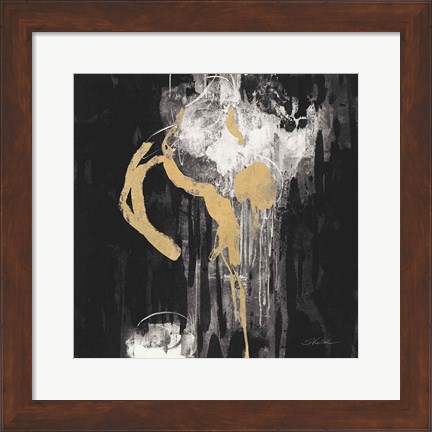 Framed Golden Rain I BW Print
