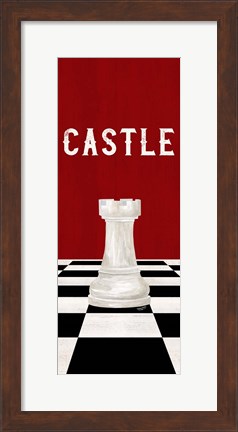 Framed Rather be Playing Chess Pieces Red Panel II-Castle Print