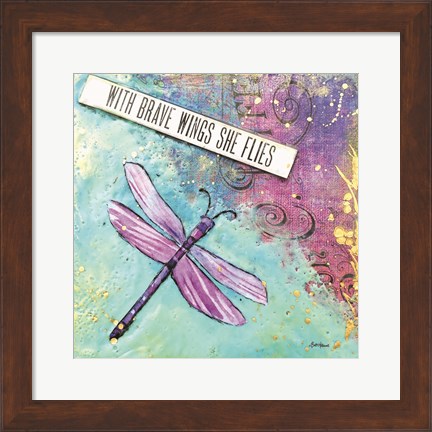 Framed With Brave Wings She Flies Print