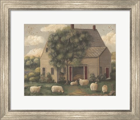 Framed Sheep and House Print