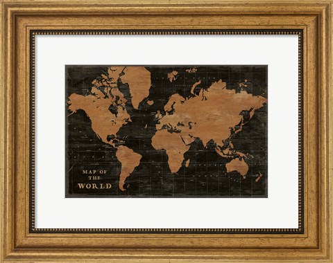 Framed World Map Industrial Print
