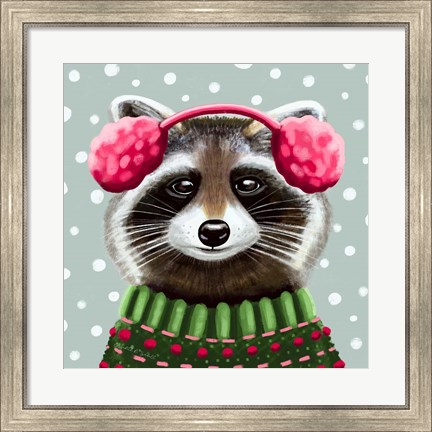 Framed Cute Raccoon Print