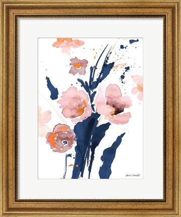 Framed Watercolor Pink Poppies I Print