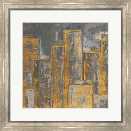 Framed Gold City Eclipse Square I Print