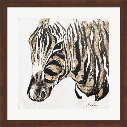 Framed Speckled Gold Zebra Print