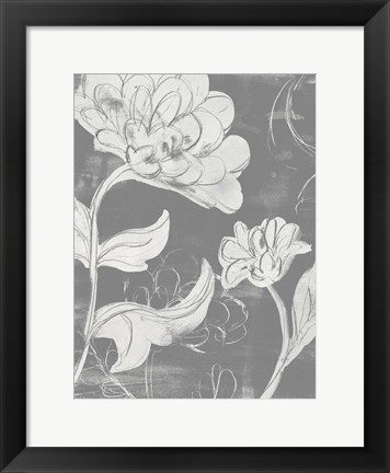 Framed Grayscale Garden I Print