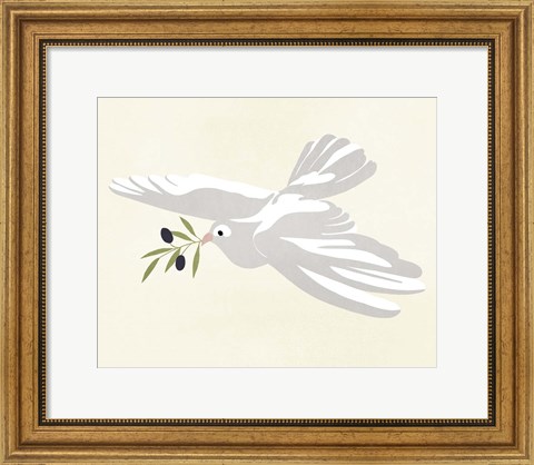 Framed Olive Branch Dove I Print