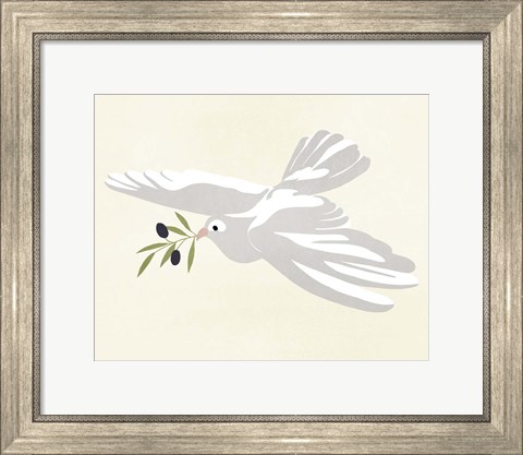Framed Olive Branch Dove I Print