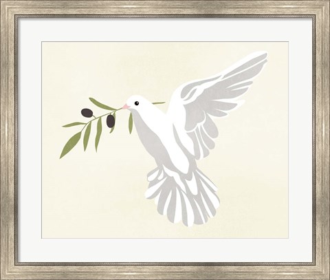 Framed Olive Branch Dove II Print