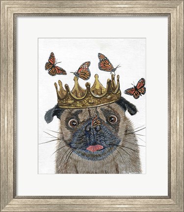 Framed Crowned Pug Print