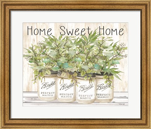 Framed Home Sweet Home Ball Jars Print