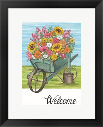 Framed Welcome Wheelbarrow Print