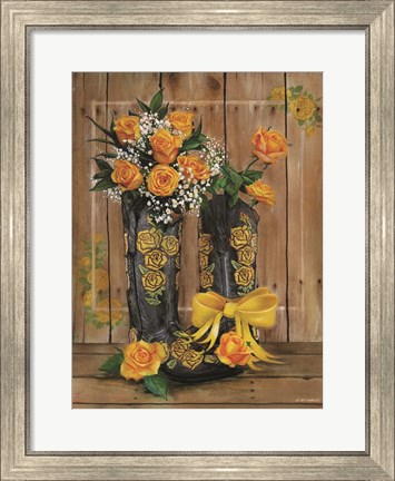 Framed Rosey Cowboy Boots II Print