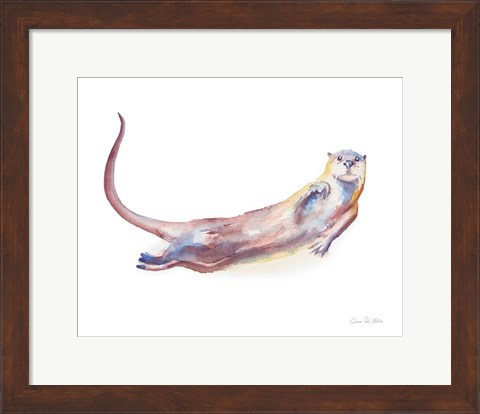 Framed Swimming Otter I Print