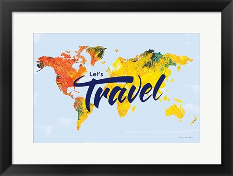 Framed Lets Travel World Map Print