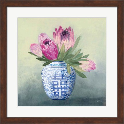 Framed Protea Chinoiserie I Print