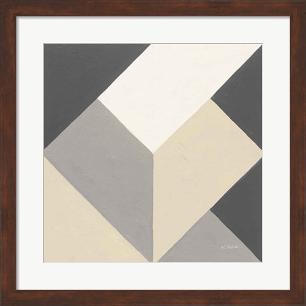 Framed Triangles I Neutral Crop Print