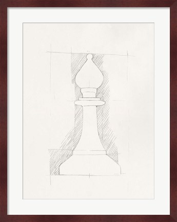 Framed Chess Set Sketch VI Print