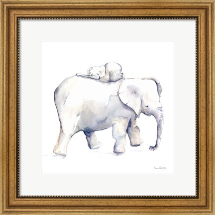 Framed Baby Elephant Love III Print