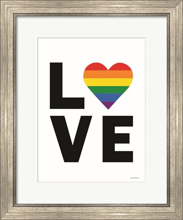 Framed Rainbow Love Heart Print