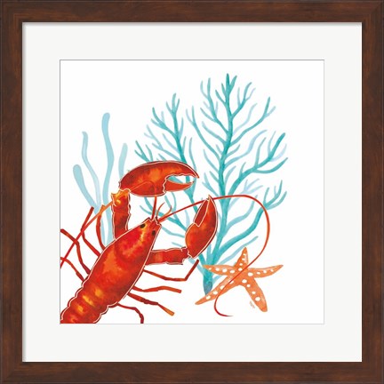 Framed Coral Aqua IX Print