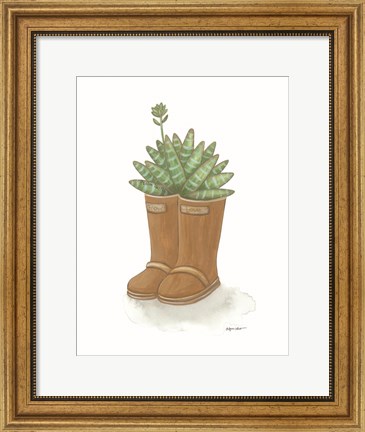 Framed Garden Boots Cactus Print