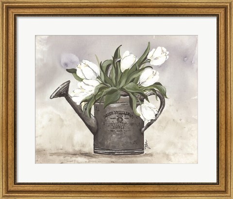 Framed Watering Can Tulips Print