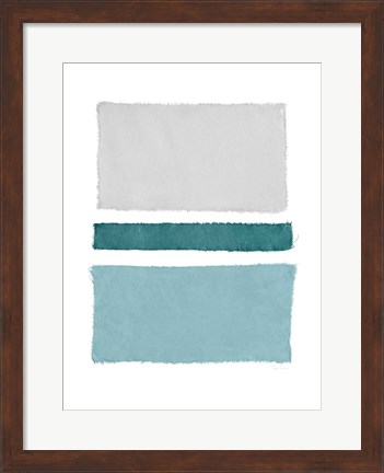Framed Painted Weaving V Blue Green Print
