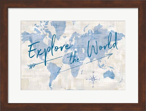 Framed World Map Collage Explore Print
