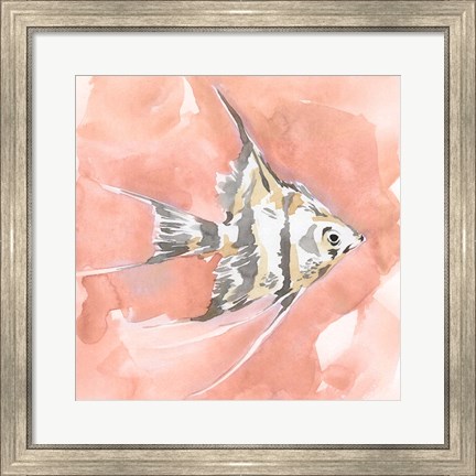 Framed Blush and Ochre Angel Fish I Print
