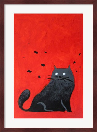 Framed Stray Black Cat Print