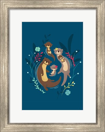 Framed Otter Family Print