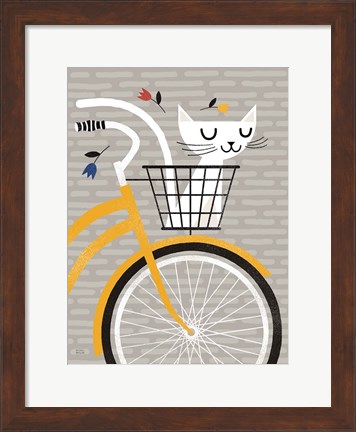 Framed Cruising Cat Yellow Print