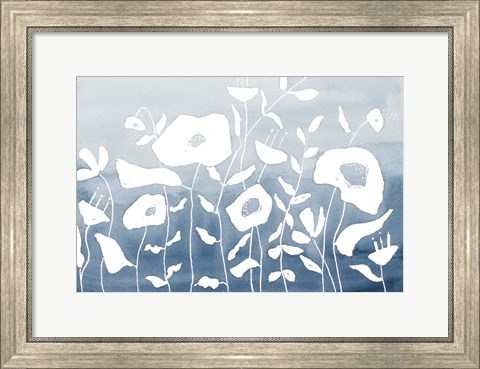 Framed Blue And White Floral Garden Print