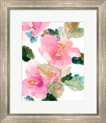 Framed Scattered Pink Hibiscus Print