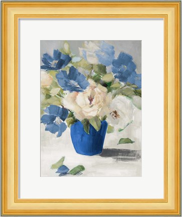 Framed Shades Of Blue Floral Print