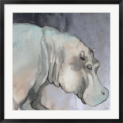 Framed Thoughtful Hippo Print
