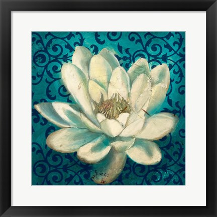 Framed Water Lilly on Teal Print