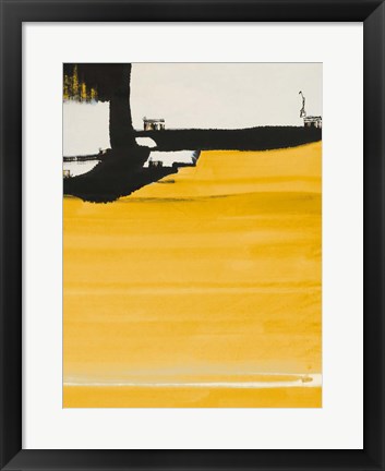 Framed Yellow Abstract Vertical II Print
