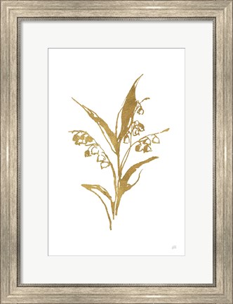 Framed Gold Line Lily of the Valley I Print