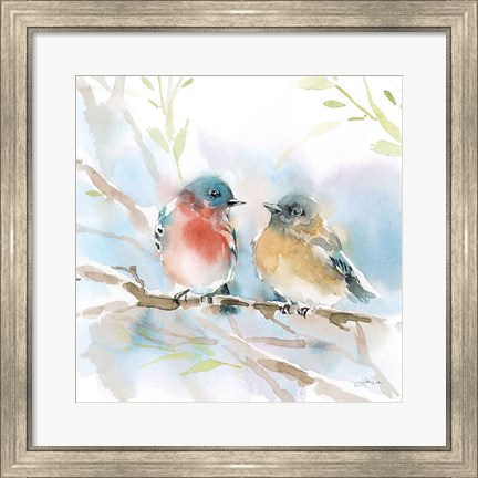 Framed Bluebird Pair in Spring Print
