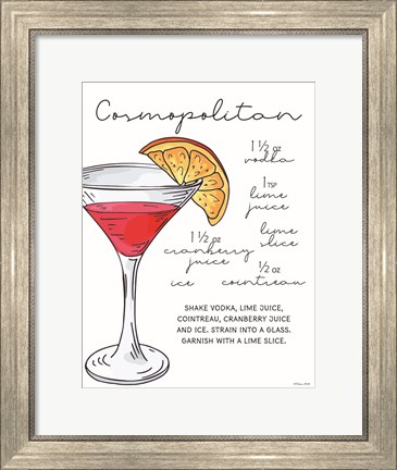 Framed Cosmopolitan Recipe Print