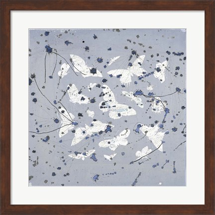 Framed 19th Century Butterfly Constellations in Blue II Print