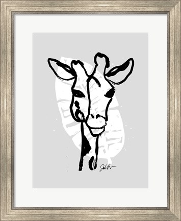 Framed Inked Safari Leaves III-Giraffe 1 Print