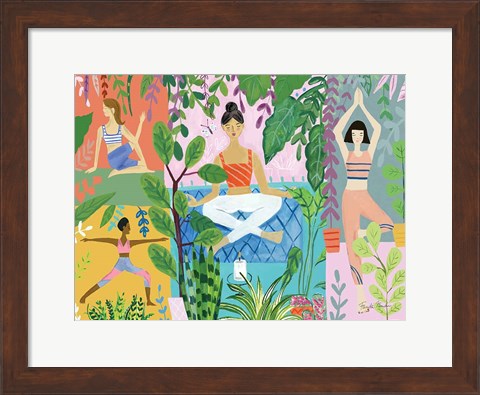 Framed Yoga with Plants I Print
