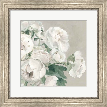 Framed Peonies on Gray Flipped Crop Print