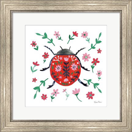 Framed Folk Beetle I Print