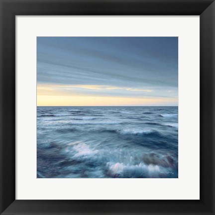 Framed Lake Superior Waves Navy Crop Print