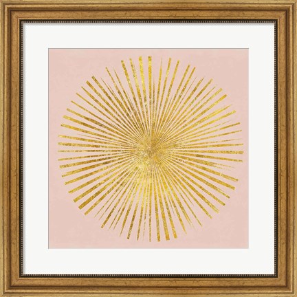 Framed Sunburst I on Pink Print