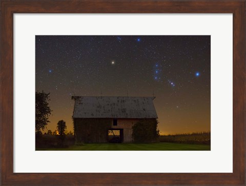 Framed Orion Belt Over Barn Lite Print